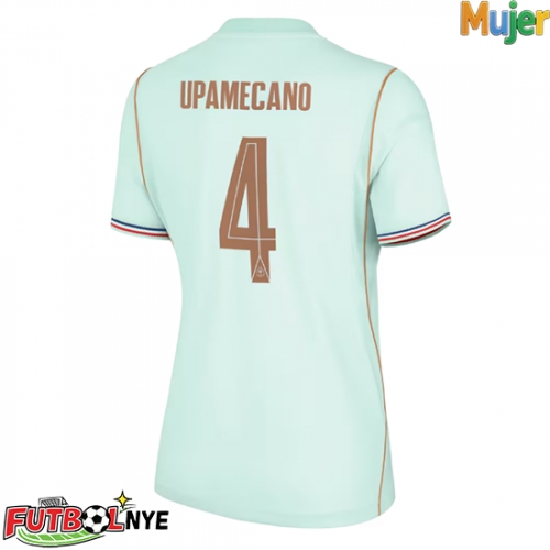 Camiseta Francia Dayot Upamecano #4 Visitante Equipación para mujer Mundial 2026 manga corta